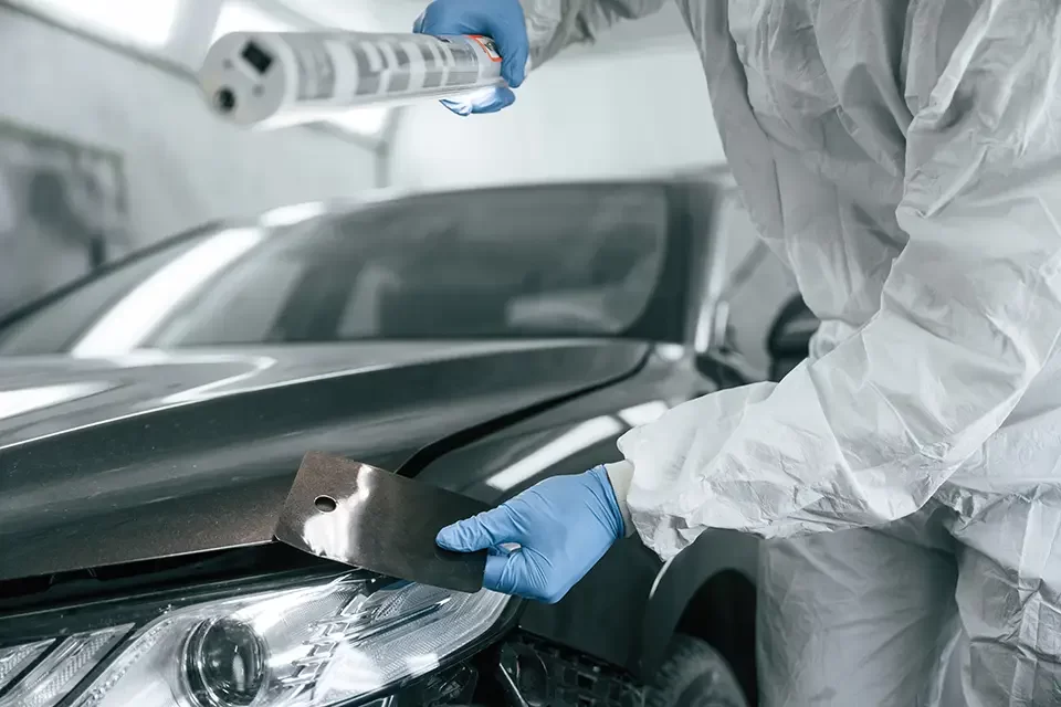 choosing-right-color-garage-worker-is-holding-lig خدمات نقاشی و صافکاری در اتواستار ریچموند هیل