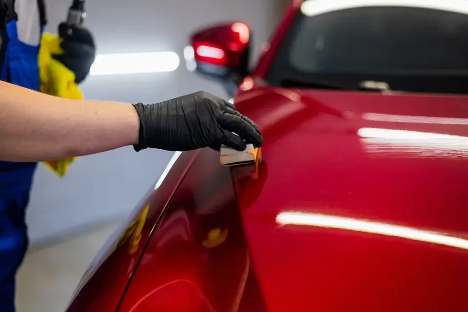 close-up-man-applying-ceramic-coating-on-the-red Decoding the Complexity: What Is the Hardest Colour to Paint a Car?